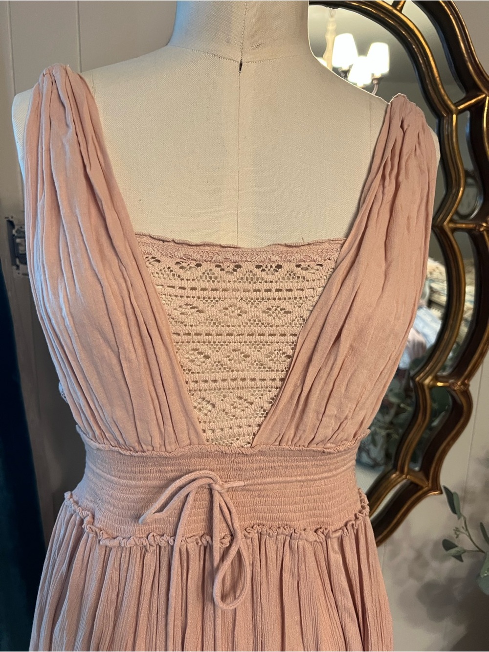 Free People Dusty Rose Lace-Trim Maxi Dress - Picture 2 of 10